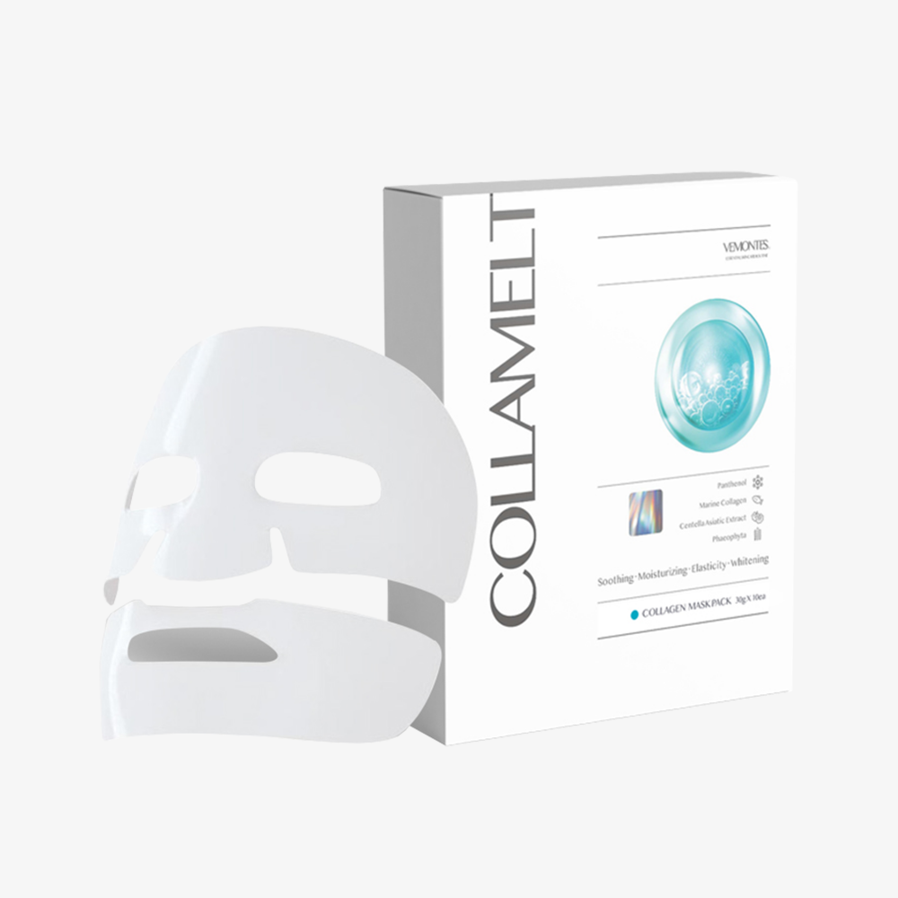 [VEMONTES] Collamelt Mask Pack 5ea 10ea | Intensive Collagen Care | 10,000 ppm Hydrolyzed Collagen | Skin-Temperature Melting Fabric for Deep Absorption - Made in Korea